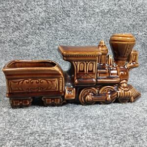 Vintage McCoy Ceramic Train Desk Organizer Business Card Holder